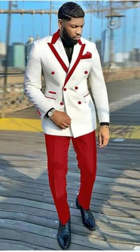 Mi Bo Tong Double Breasted Mens Suit 2 PC Slim Fit Summer Suits for Wedding Blazer Pants Groomsmen Tuxedos2