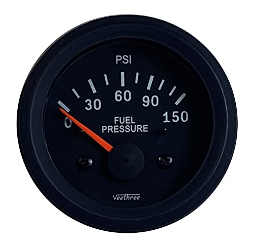 Fuel Pressure Gauge (0-150psi) - Electrical (Black dial/Black Bezel) with Pressure Sender
