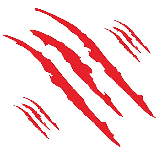 Image of Car Decals Claw Mark Stickers to Cover Hood Headlights Scratches, Modified Cars /Vans /SUVs /Trucks, Pack of 3 (Red)