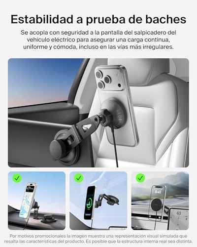 Carga rápida iPhone y Galaxy en coche con el soporte Belkin Qi2 magnético 4