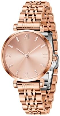 TIME100 Mini Montre Bracelet Femme Ronde Étanchéité 30m - Trèfle Chance Cristal Scintillant Élégant