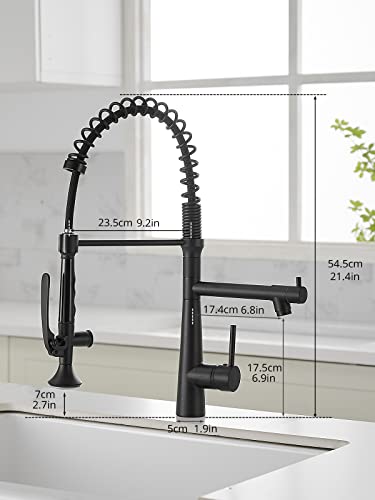 Image of Matte Black Kitchen Faucet with Sprayer,AIMADI Commercial Single Handle | One Hole Pull Down Sprayer Kitchen Faucets