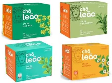Combo Chás Leão Envelopados Camomila, Capim Cidreira, Erva Doce, ...