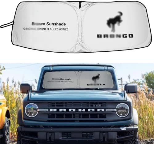 Windshield Sunshade Compatible with Bronco 2/4 Door 2021 2022 2023 Foldable Windshield Sun Visor Blocks UV Rays Foldable Sun Shield Upgrade Reflective Polyester Cover