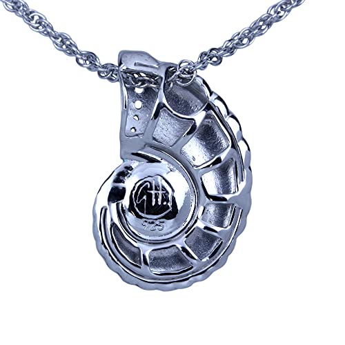 NAUTORA Nautilus Necklace - Sterling Silver and Vitreous Enamel (Turquoise) - Image 4