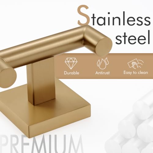 Image of KOKOSIRI Robe Hooks Bath Towel Hooks Bathroom Hardware Double Coat Hooks Wall Mounted, 2 Pack Champagne Bronze Stainless Steel B1015CPG-P2