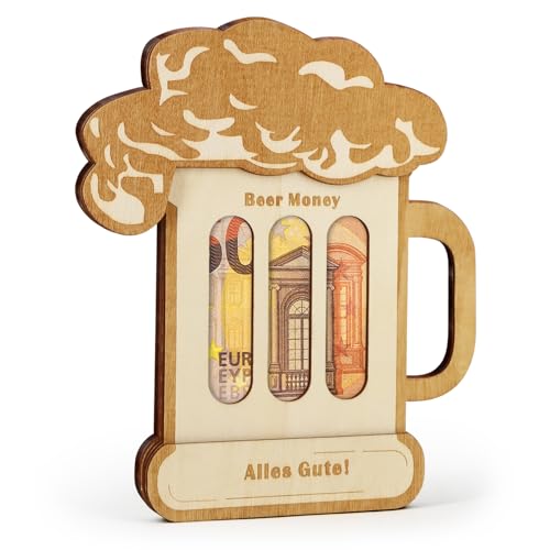 Giftota Lustige Geldgeschenk Geburtstag für Männer, Bier Geldgeschenke aus Holz, Bier Geschenk für Männer, Geschenkkarte zum Geburtstag, Oktoberfest