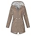 Produktbild Yowablo Softshell Jacke Outdoor Winddichte Warme Funktionsjacke mit Kapuze,Mode Leicht Mantel Hoodie Trenchcoat Zipper Kapuzenjacke Regenjacke Wasserdicht Windjacke Windmantel Outwear (S,1- Khaki)