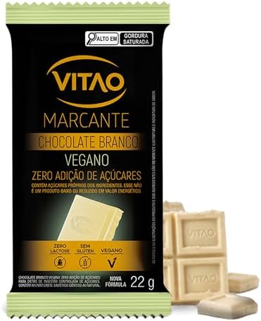 VITAO Chocolate Branco Vegano Zero Açúcar 22g – Sem Glúten, Sem L...