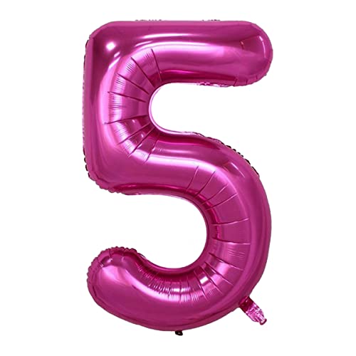 Image of Pink 32 Inches 5 Numbers Shape Large Big Foil Helium Balloons For Party Decorations In Happy Birthday Anniversary Office Items Materials Set Pack, Pack Of 1