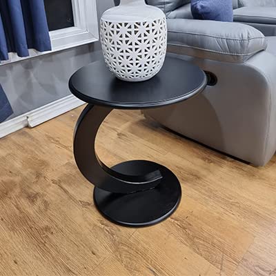 Image of C-Shape Round Table of Modren Style with Engineered Wood for Space Saving Storage for Living Room, Bed Room, Office, Farm House etc (Black)