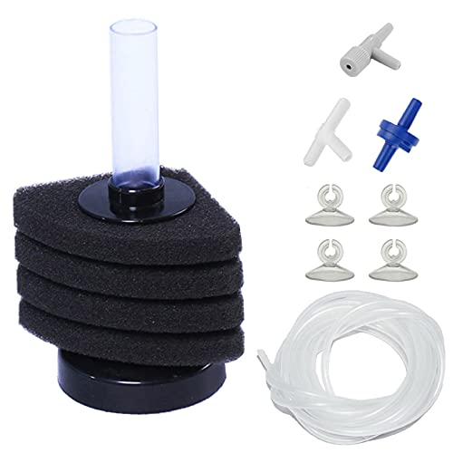 Image of AQUANEAT Aquarium Corner Sponge Filter, for Breeding Shrimp Nano Fish Tanks with Airline Tubing, Valves and Suction Cups, up to 10Gal