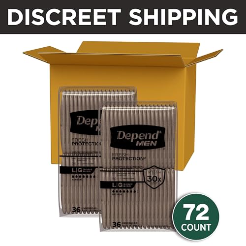 Image of Depend Fresh Protection Adult Diapers, Incontinence Underwear for Men, Disposable, Maximum, Large, Grey, 72 Count (2 Packs of 36), Packaging May Vary