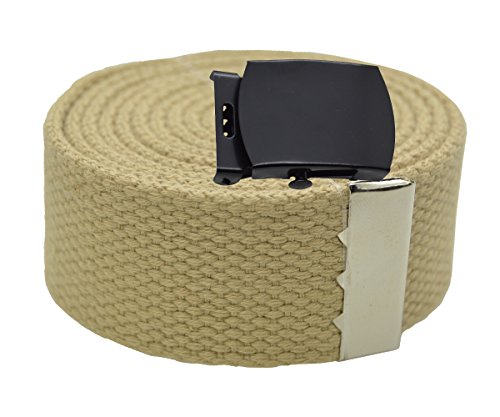 Canvas Military Web Belt & Black Buckle 60 Inch