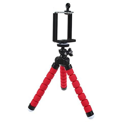 Flexible Mini Phone Tripod Stand,Heyqie(TM) Lightweight Octopus Style Portable and Adjustable Tripod Stand with Mount Holder for iPhone, Smartphone, Digital Camera, Webcam, Sport Action Camera - Red Cover