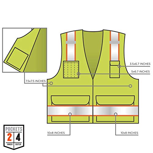 Image of Ergodyne GloWear 8248Z ANSI Two-Tone Surveyors Reflective Safety Vest, Lime, Large /X-Large