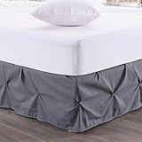 Sweet Home Collection Dust Ruffle Pinch Pleat Bed Skirt Pintuck, Queen, Gray