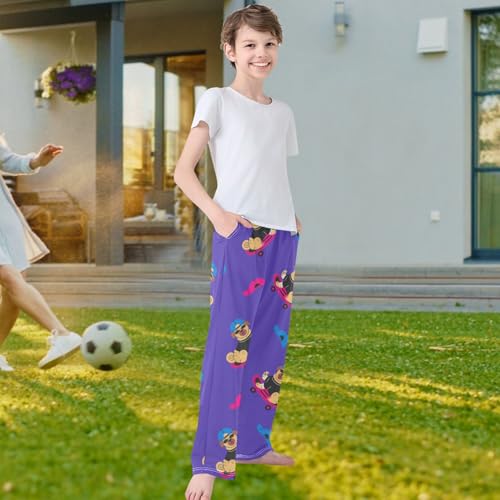 visesunny Boys' Pants Funny Pattern Soft Lounge Long Bottoms Jogger Pants Elastic Waist Trousers with Two Pockets S-XL4