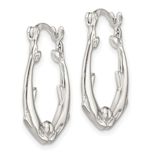 925 Sterling Silver Hollow Polished Hinged post Kissing Dolphins Hoop Earrings 25x21mm Wide-Hoop Earring for Women3