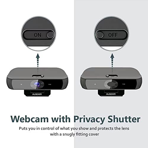 2K AutoFocus Webcam mit Dual-Stereo-Mikrofon und Sichtschutzabdeckung, AUSDOM AW651S HD USB A & C Webkamera mit 1080p 60fps, für Zoom Skype Teams, Laptop, MAC PC Desktop – Bild 5