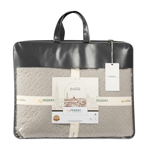 Image of MYTRIDENT Nectarsoft Italian Retreat King Size (228 cm x 274 cm) Bedcover Set, 100% Cotton, Linen