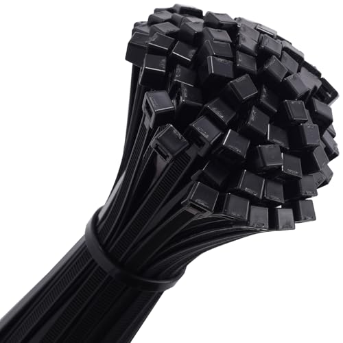 ALIPOBO 14 inch Black Zip Ties, 100 Pack, 50 LBS Tensile Strength, UV Resistant, Multi-Purpose Self-Locking Nylon Cable Ties for Indoor and Outdoor