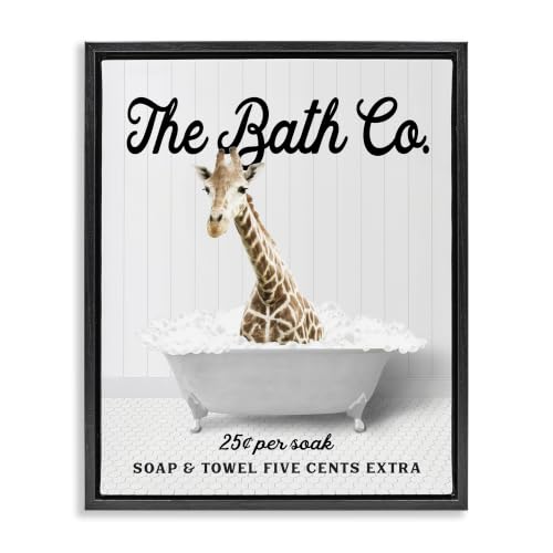 Image of Stupell Industries 'Bubble Bathtub Giraffe'| Floating Frame Canvas Art