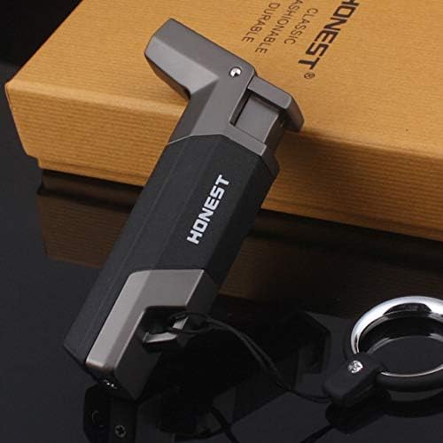 Lighters Boutique Windproof Stainless Steel Butane Jet Cigar Turbo Torch Lighter Key Ring Random Color Flannel Packaging