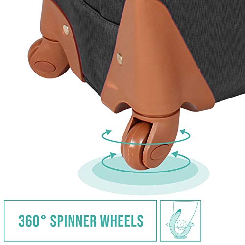 Steve Madden Designer Luggage Collection - Expandable 28 Inch Softside Bag For Men & Women - Durable Lightweight Checked Suitcase With 4-Rolling Spinner Wheels (28In, Global Black) #TOP4