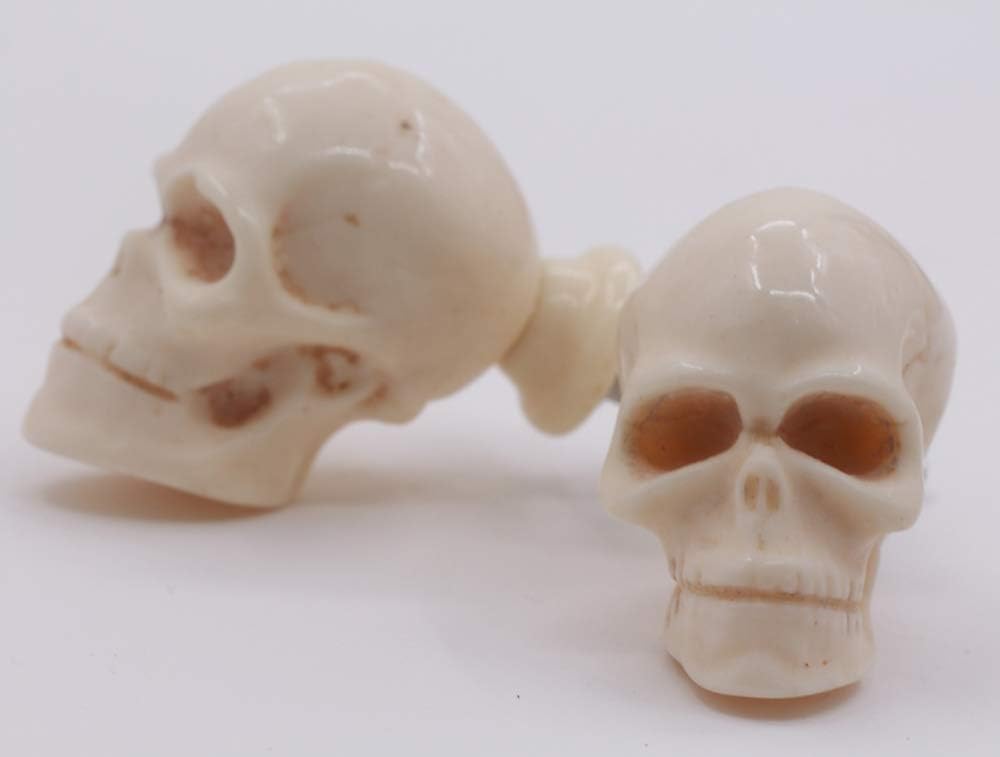 Cabinet Knobs 2 Pack for Drawer Knobs, Skull Resin Dresser Knobs, Drawer Pulls, Vintage Decorative Furniture Hardware for Kitchen Cabinets, Closet & Dressers