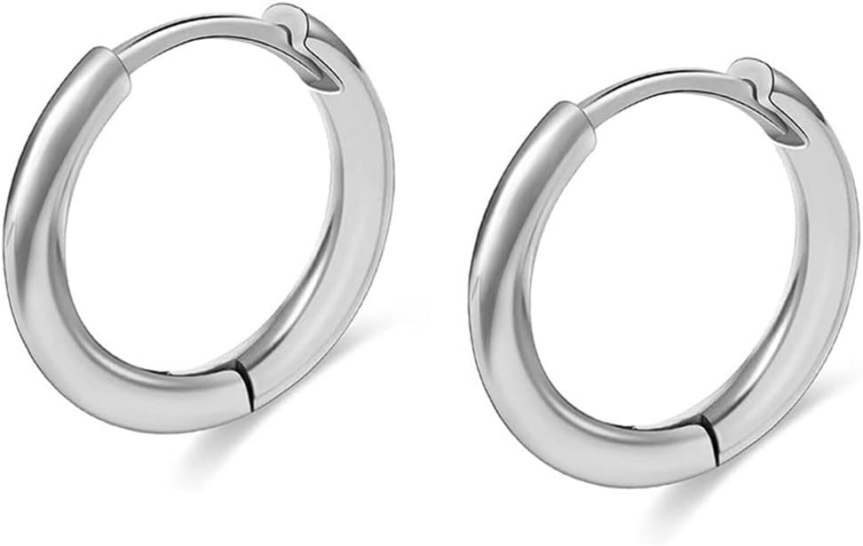 TGNEL Titanium Hoop Earrings for Men Women, Plain/Cubic Zirconia Huggie Earring Charms, Dainty Cartilage/Helix Titanium Earrings for Sensitive Ears