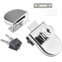 Candado De Vitrina Cerradura de puerta de vitrina de gabinete de vidrio de oscilación única Cerradura de gabinete de vidrio para puerta de vidrio de 5-8mm con 2 llaves, no requiere perforación