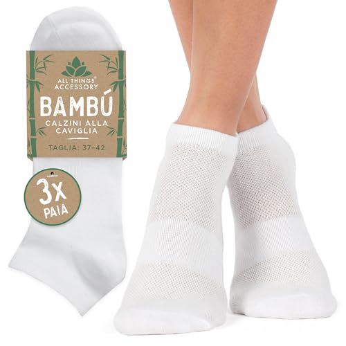 Calze in Bambù Donna (3 Paia) – Calzini alla Caviglia Traspiranti, Antibatterici e Morbidi, Ideali per Estate e Uso Quotidiano, Taglia 37-42