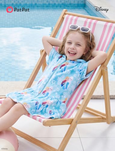Image of Disney Princess Frozen Stitch Marvel Minnie Girl Swim Cover Up Terry Cloth Swimsuit Coverup Zip-up Bathing Suit Wrap Hooded