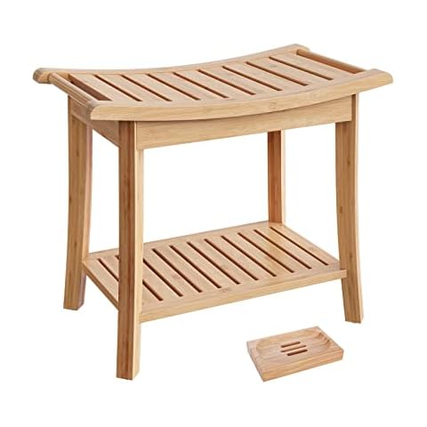 HOCSOK Taburete Baño de Bambú 2 Niveles Cover