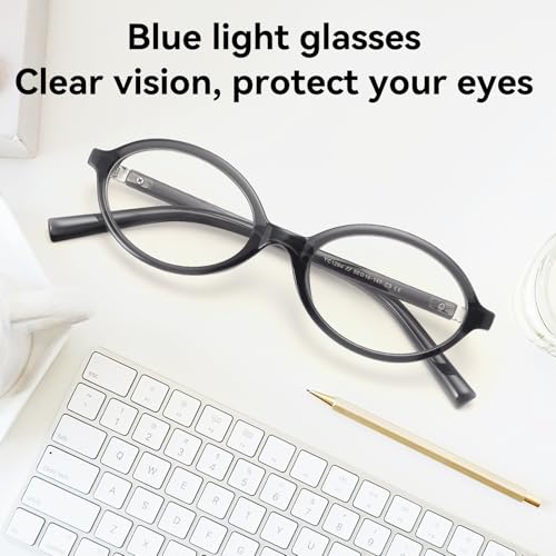 Image of Dollger Oval Blue Light Glasses for Women Men Fashion Retro 90s Small Frame Computer Glasses