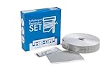 HE-DA Rolladen Reparatur Set MAXI 23 mm, Gurt-Repartur Set, 5 Meter lang, mit Edelstahlstreifen und Gewebeklebestreifen, Reparatur ohne öffnen des Rolladenkastens (grau)