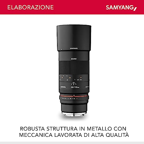 Samyang Mf 100Mm F2.8 Macro Per Sony E - Teleobiettivo Macro Per E-Mount, Adatto Per APS-C E Full Frame, Messa A Fuoco Manuale - Compatibile Con A6100, A6400, A6600, A6500, A1, A7S Iii, A7C, A9 Ii - 3