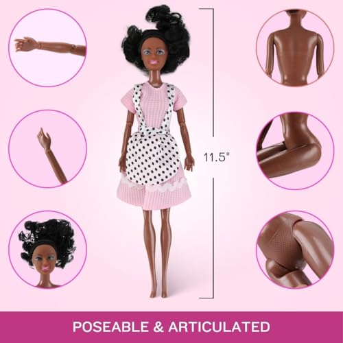 Set de 6 muñecas negras de 11.5 pulgadas estilo moda miniatura 4