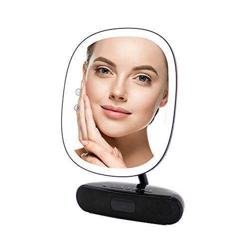 Weekly Top Sale Impressions Melody Duotone Makeup Mirror with Bluetooth Speaker, Lighted 180 Degree Vanity Mirror with 5X Magnifying Mirror (Black) Get Cheap Price Impressions Melody Duotone Makeup Mirror with Bluetooth Speaker, Lighted 180 Degree Vanity Mirror with 5X Magnifying Mirror (Black)