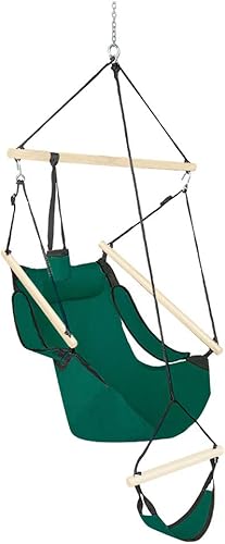 Upgraded Unique Hammock Sky Chair, Air Deluxe Hanging Swing Seat with Rope Through The Bars Safer Relax with Drink Holder & Fuller Pillow Beech Wood disponible en Yaxa Peru