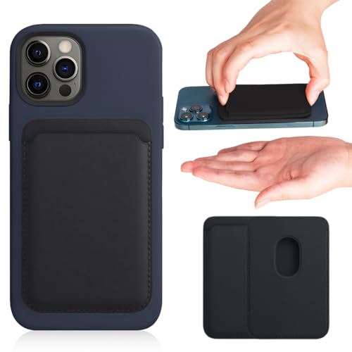 EIROVYA Porte Carte Iphone, Magnétique Portefeuille Compatible avec MagSafe pour iPhone 16/15/14/13/12 Séries, Porte-Cartes en PU, Stockez 1-2 Cartes (Noir), 1 pièce