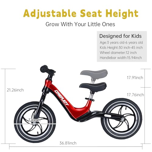 Image of 12 Inch Balance Bike for Kids 3-6 Years Boys Girls | Bicolored frame, light weight, inflatable tires