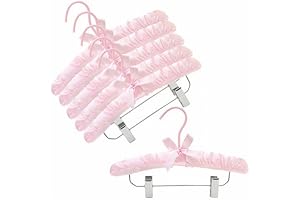 12" Pink Childrens Satin Padded Hangers w/Clips