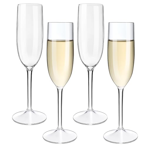 HAHASHOW Bicchieri da Champagne, 100% Tritan-Plastica Calici per Prosecco, Bicchieri da Spumante in Cristallo 170 ml, Adatto alla Lavastoviglie, Set di 4