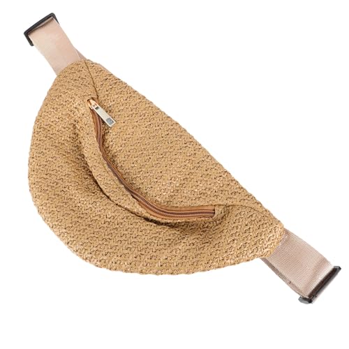 Riñonera de verano beige MAGICLULU imitación paja cómoda para mujer