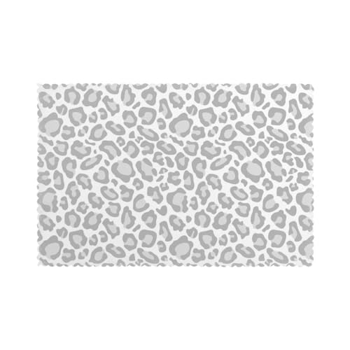 Estampado de Leopardo Gris y Blanco,Juego de 6 manteles Individuales Lavables para Mesa de Comedor, Resistentes al Calor, 30 x 45 cm