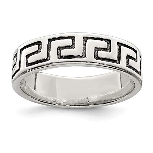 925 Sterling Silver Greek Key Band Ring Size 10.00 Fine Jewelry For Women Gifts For Her