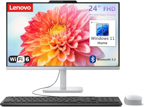 Image of Lenovo IdeaCentre 24 inch FHD AIO Desktop PC, Intel 8-Core, 16GB RAM, 512GB SSD