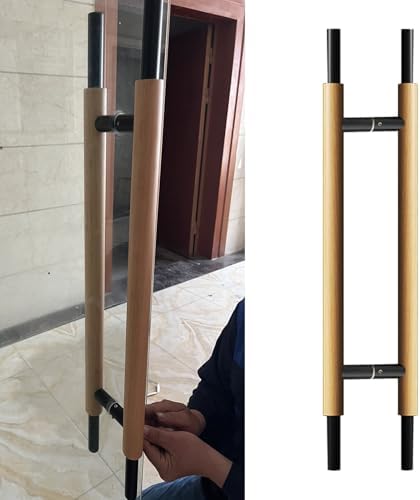 Double-Sided Wooden Sliding Door Handle, Easy Install Push-Pull Handles for Commercial Use, Durable & Stylish Door Hardware, Perfect for Offices & Retail Spaces